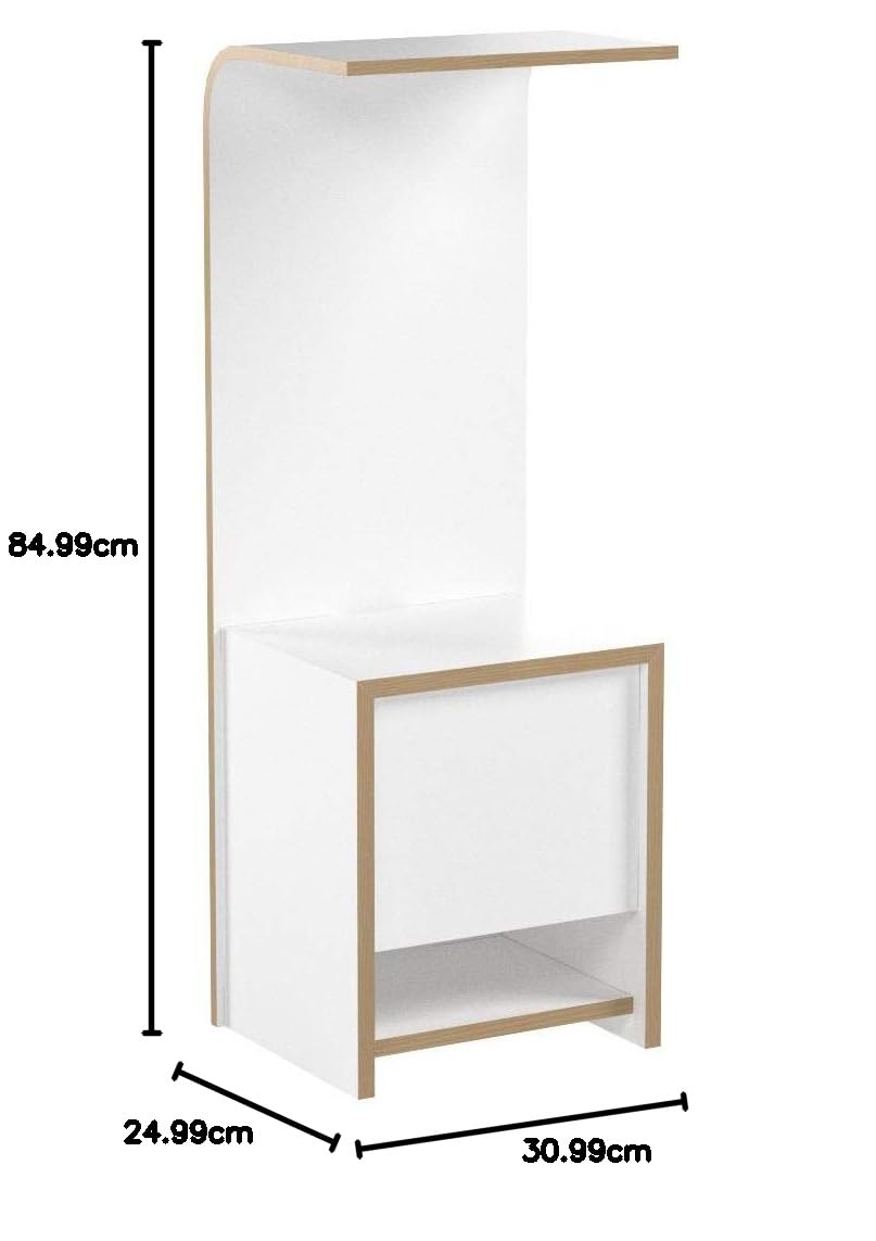 Tojo fon I Wandkonsole für Telefon 31 x 25 x 85 cm I Wandregal weiß I Moderne Wandablage für Telefon, Schlüssel & Notizzettel I Telefontisch aus Holz
