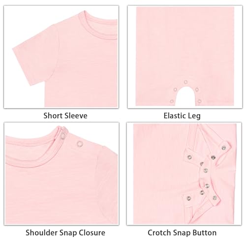 GUISBY Baby Short Sleeve Bodysuit Snap Crotch Closure Cotton Pajamas for Baby 3-Packs2