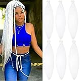 Pre Stretched Braiding Hair Extensions 30 Inch 6 Packs Long Professional Crochet Twist Braids Hair High Temperature Synthetic Fiber Yaki Texture(30',white)