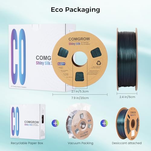 Image of Comgrow 3D Printer Filament, Silk PLA Filament 1.75mm Burnt Titanium 1KG (2.2LBS), Dimensional Accuracy + /- 0.02 mm, Color Changeable 3D Printing Filament Changing Colors with Light
