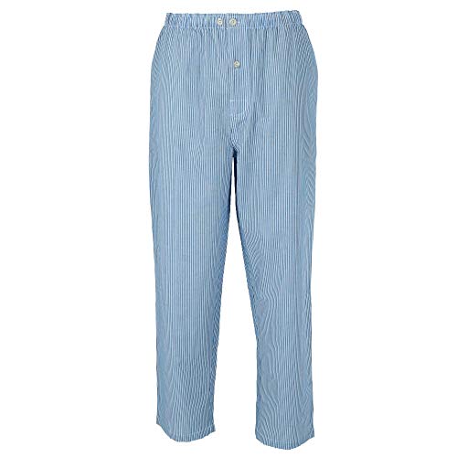 Fruit of the Loom Men's Short Sleeve Long Length Pant Print Pajama Set, Blue/Grey Striped, Large3