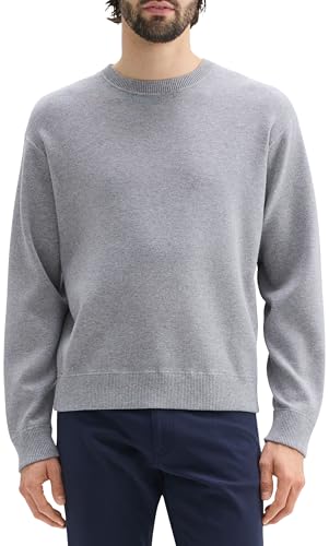 Theory Men's Relax Crewneck Long Sleeve in Light Bilen, Melange Grey2