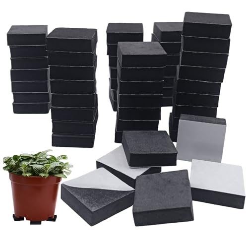 EUPSIIU 50 Piezas Pies para Macetas Antideslizante, Cuadrado Alfombrilla para Pies De Plantas Elevador EVA, Adhesivo Elevadores para Maceteros Accesorios para Macetas Interiores y Exteriores