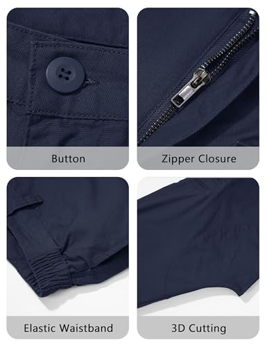 Image of CRYSULLY Men's Winter Cotton Casual Sport Hiking Army Cargo Wild Combat Multi Pockets Work Trousers Navy Blue