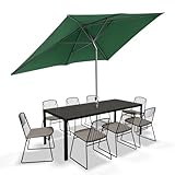 Jaxguom 200x300CM Sonnenschirm Rechteckig Grün Gartenschirm Terrassenschirm Sonnenschutz Sonnenschirm Kippbar Großschirm für Balkon,Terrasse,Garten