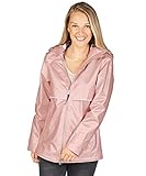 Charles River Apparel New Englander Wind & Waterproof Rain Jacket - Lightweight Lined Raincoat for Women with Hood - Daily Use & Travel Rain Gear (Rose Gold/Plaid, L)