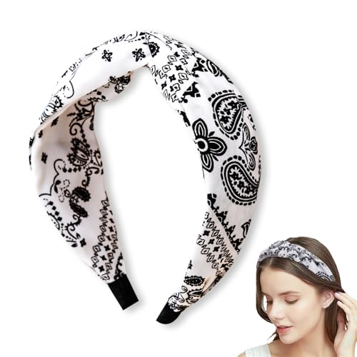 Boho Turban Headbands for Curly Thick Hair Decorative Accessories for Girls Women Printed Knotted Headbands for Women Girls Thin Wavy Hair Decoration Hairband Halloween Headbands Bandana