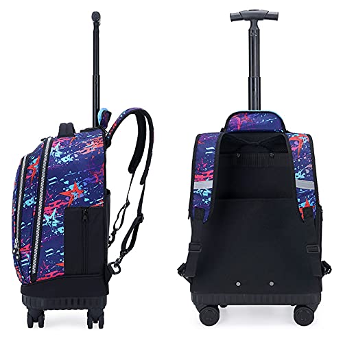 Rollende rugzak Bagage voor kinderen/kinderen Handbagage Trolley Rugzak Koffer met groot wiel, lichtgewicht waterdichte nylon bagage voor kinderen Jongens Meisjes Leerlingen Basisschoolleerlingen Sc - Image 6