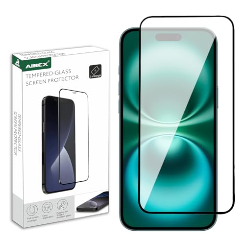 Image of AIBEX Tempered Glass for Apple iPhone 16 Pro | 9H Hardness | Anti-Glare & Anti-Fingerprint | Water Resistant | Edge-to-Edge Full Screen Protector | Bubble-Free Installation