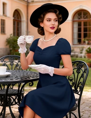 Image of Wedtrend Women's 1950s Dresses With Sleeve 40s Tea Party Dresses Cocktail Dress Swing Vintage Dress