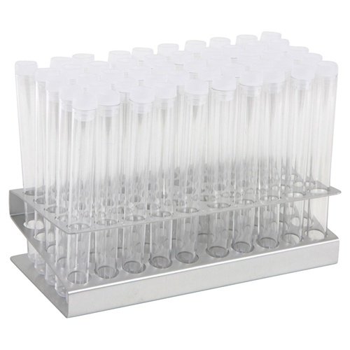 50 Tube 16x150mm Clear Plastic Test Tube Set with Aluminum Rack and