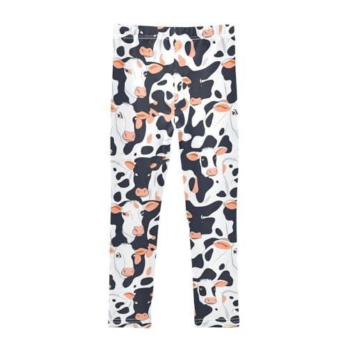 Black White Skin Cow Print Girls Casual Leggings for Kids Printed Long Pant Bottoms Stretch and Soft2