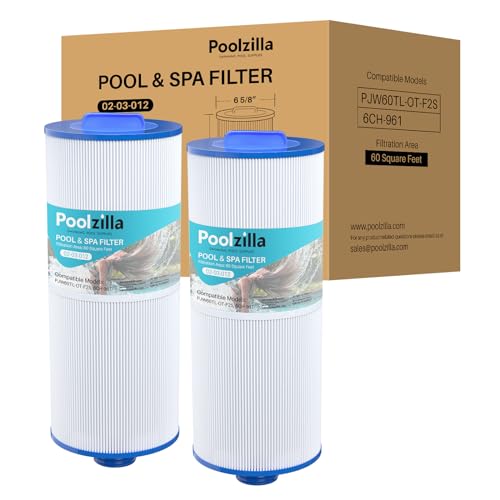 Poolzilla 2-Pack Replacement for Spa Filter PJW60TL-OT-F2S, Pleatco PJW60TL-OT-F2S, Unicel 6CH-961, Filbur FC-2715, J300, J400 - Filter Cartridge with Built-in Dispenser - 60 sq.ft