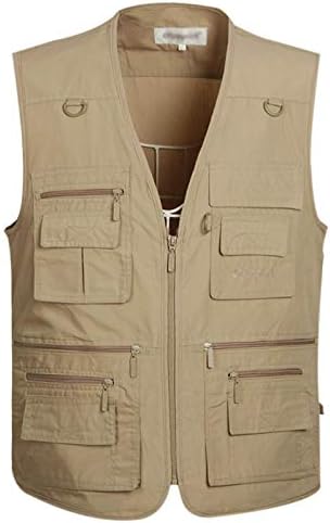 Gihuo Men's Summer Outdoor Work Safari Fishing Travel Vest With Pockets (X-Large, Khaki)