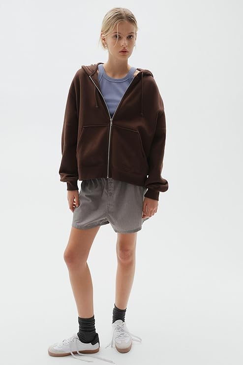 Image of Women's Full Sleeve Zip-Through Hoodie | Jacket for Women | Breathable, Solid Color Hooded Jacket with Front Zipper Closure