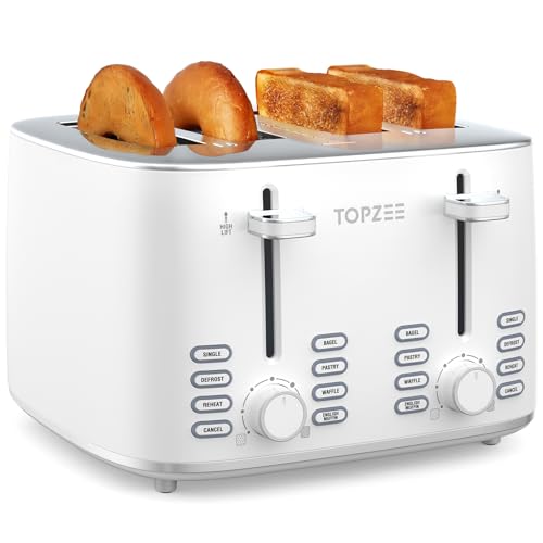 Topzee 4-Slice Wide Slot Toaster – 7 Shade Settings
