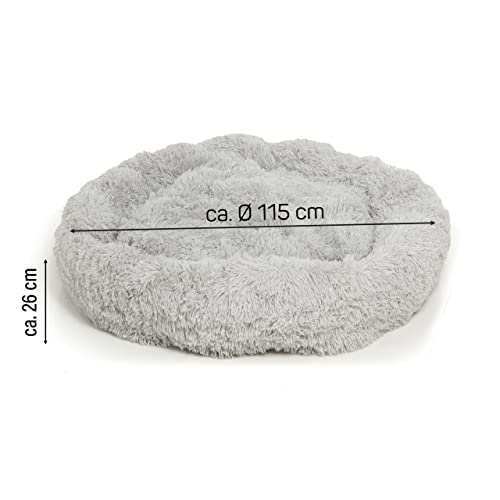 Wallace & Jones | Plüschbett Sarnia - XL | Hundebett, Liegekissen | ca. 115 x 115 x 26 cm | Hellgrau