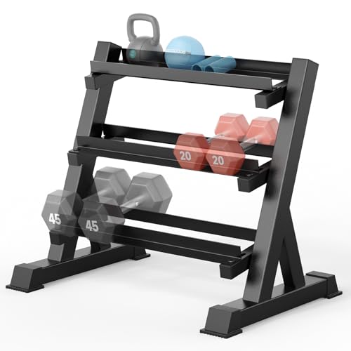 YOLEO Soporte Mancuernas Soporte para Mancuernas de 3 Niveles Deportivo de Interior Fitness en casa para Hombres Equipo de Gimnasio Soporte de Rack Solo Vende estanterías
