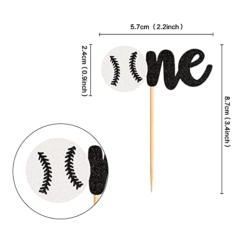 Ercadio 24 Pack Baseball One Cupcake Toppers Glitter Baseball 1St Birthday Cupcake Picks Sports Theme One Cupcake Decors For Baby Shower Birthday Party Supplies #TOP1