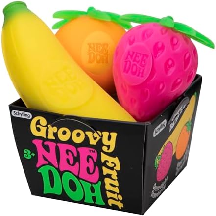 Schylling NeeDoh Groovy Fruit - Sensory Fidget Toy - Multiple Shapes - Ages 3 to Adult (Pack of 1)