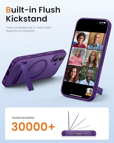 Image of Vihibii for iPhone 17 Cover with Stand & Camera Control, [Compatible with Magsafe], Full-Cover Lens Protection, Rugged Hard Back & Silicone Edge, Non-Slip Translucent Slim Case, 6.3 inch 2025, Purple
