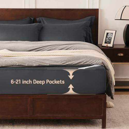 Image of Black Premium Jacquard 100% Waterproof King Mattress Protector, Noiseless, Anti - Slip, Breathable Bed Cover, Rayon from Bambo, Quilted, Mattress Pad Sheet, Deep Pocket 8 inch-21 inch