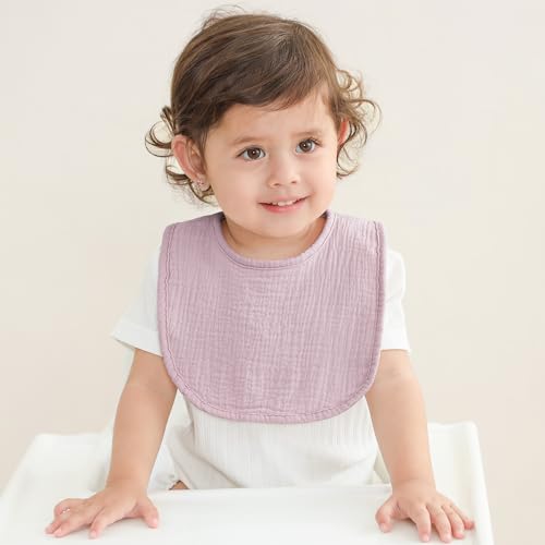 Image of Susurration Muslin Baby Drool Bibs 6Pack Soft Square Adjustable Baby Bandana Bibs for Unisex Girls & Boys