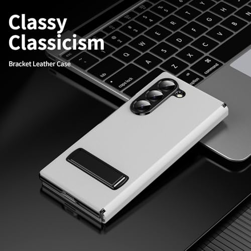 Image of for Samsung Galaxy Z Fold 8 Ultra Magnetic Flip Folding Case, Multi-Angle Bracket, High Classy Luxurious Business Leather, Full Body Hinge Protective Slim Cover.(White)