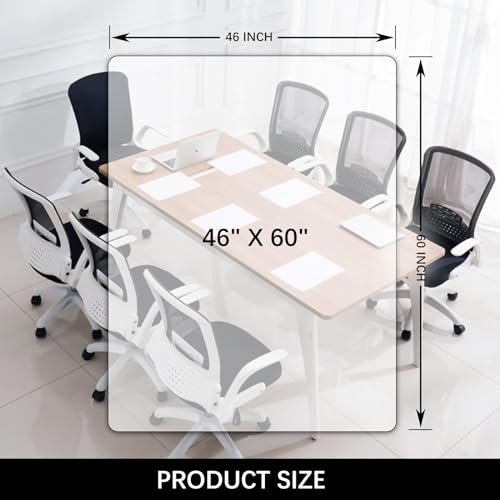 Image of Kuyal Clear Chair mat for Hardwood Floor 46 x 60 inches Transparent Floor Mats Wood /Tile Protection Mat for Office & Home (46 inch X 60 inch Rectangle)