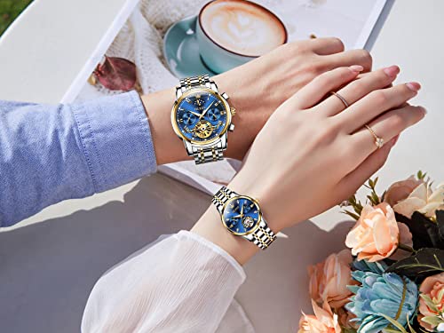 OLEVS Mens Automatic Watches Skeleton Mechanical Self Winding Luxury Fashion Dress Wrist Watch Luminous Waterproof