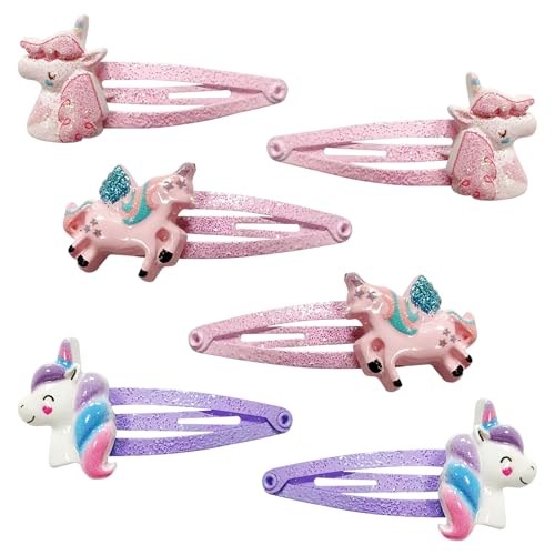 Haarspangen Kinder, 6 Stück Mädchen, Einhorn Haarspangen für...