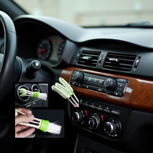 Image of White and Green, 17cm 4.5cm 2.5cm Double Ended Mini Dust Blind Cleaner Car Vent Brush Window Blind Brush Hand Held Magic Duster for House Car Office Cleaning Brushes and Dusters