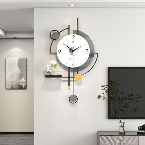 XIUCAI Reloj de Pared Péndulo para Salón, Relojes Grandes Silenciosos Modernos para Dormitorio, Vertical Creativo Elegante a Pilas, Decoración Artística 3D para Pared Hogar,Small