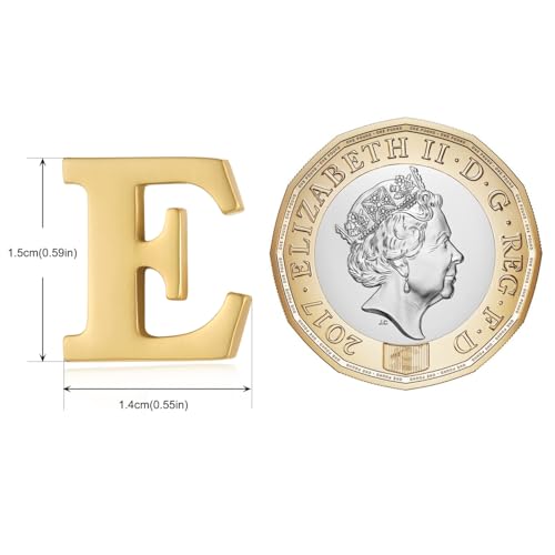 Image of HONEY BEAR Mens Womens Initial Alphabet Letter Lapel Pins Collar Badge Brooches for Business Wedding Graduation Gift Matte Gold 0.59 inches