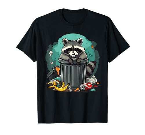 Funny Raccoon in Garbage Cute Trash Panda Camiseta