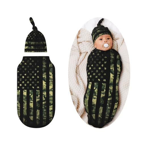 Image of Camo Flag Swaddle Blankets Newborn Receiving Blanket Baby Swaddle Wrap Soft Sleeping Sack for Baby Girls Boys