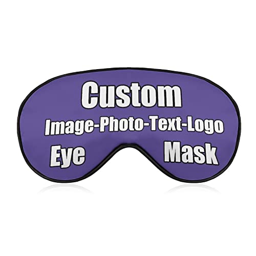Custom Travel Sleep Mask with Adjustable Strap Add Picture Logo or Text for Women Men Comfortable Sleeping Lilac