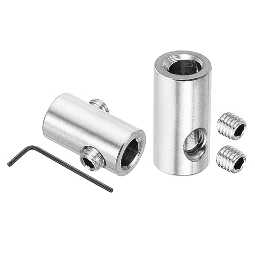 PATIKIL Abrazadera de Cable 5mm Agujero Alambre Cuerda Clips Juego 2uds 304 Inoxidable Acero Doble Agujero Bloqueo Cable Abrazaderas Clip con M5 Hexagonal Tornillo Llave para Cable Plata