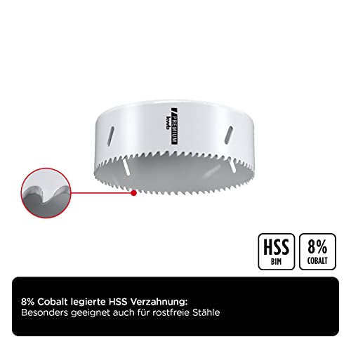 kwb HSS Bi-Metall-Lochsäge Ø 127 mm, 8% kobaltlegiert mit progressiver Vario-Zahnung und hoher Präzision für den vielseitigen Einsatz – Ansicht 3