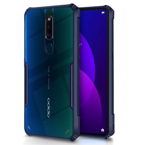 Image of Pikkme Oppo F11 Pro Back Cover | Crystal Clear Transparent Back | Ultra Hybrid | Full Camera Protection | Raised Edge | Bumper Back Case for Oppo F11 Pro (Blue)
