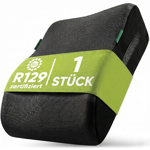 HiTS4Kids Kindersitz fürs Auto (Schwarz) Praktisch komfortabel und sicher Geprüfte Sicherheit nach Kindersitznorm R129 Kindersitz 135-150cm kompakt und unkompliziert