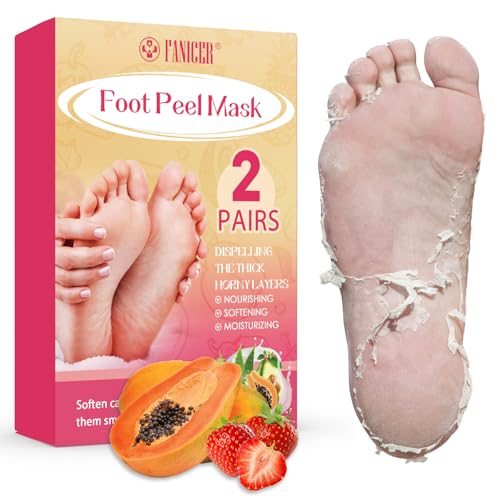2 Pares Mascarilla Pies Peeling, Foot Peel Mask, Hidratantes Para Pies Secos Agrietados, Reparar El TalóN Agrietado Muerto, Mujeres Y Hombres(Fresa Y Papaya)