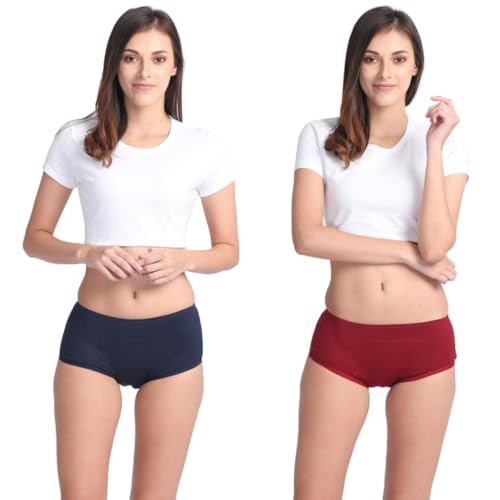 Image of Adira | Period Panty Boxer for Women | Boxer Fit for High Flow | with Support Patch for Pad | Leakproof & Skin Friendly | for School, Travel & Work | Patented | Pack of 2