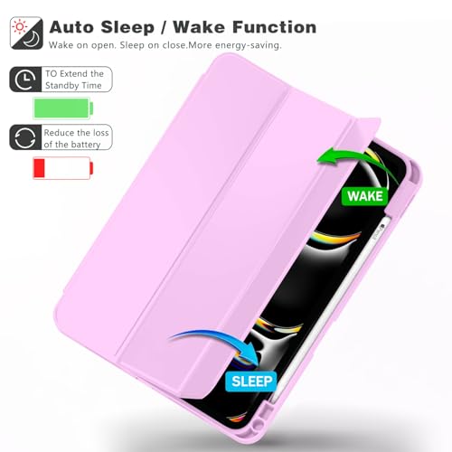 Image of ZryXal New iPad Pro 13 Inch Case (M5) 2025 / (M4) 2024 with Pencil Holder, Smart iPad Case [Support Pencil Pro and Pencil (USB-C)], Support Touch ID and Auto Wake /Sleep (Pastel Violet)