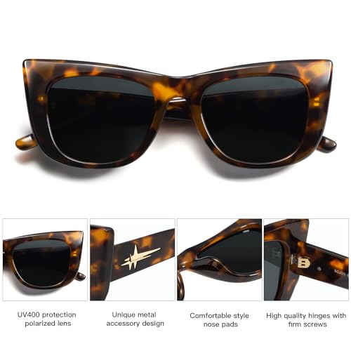 SOJOS Cat Eye Sunglasses for Women Polarized Trendy Style SJ23094
