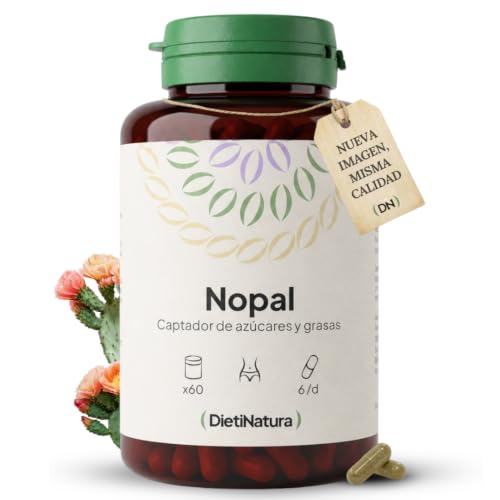 Dieti Natura 60 Cápsulas de Nopal - Captador de Grasas y Azúcares para Control de Peso - Nopal para la Saciedad y Equilibrio Metabólico - Natural para Apoyo Digestivo y Salud Cardiovascular