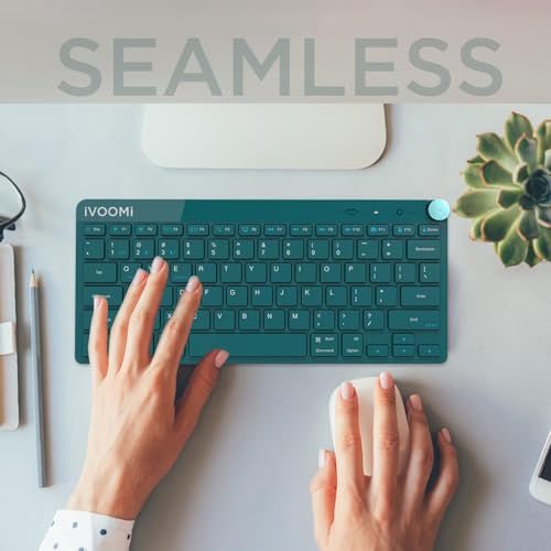 iVOOMi Finn Green Wireless 2.4 GHz/Dual BT Keyboard, BIS Approved, Noiseless Switches, Multimedia Keys with Rupees Key and Volume Knob, on/Off... - Image 3