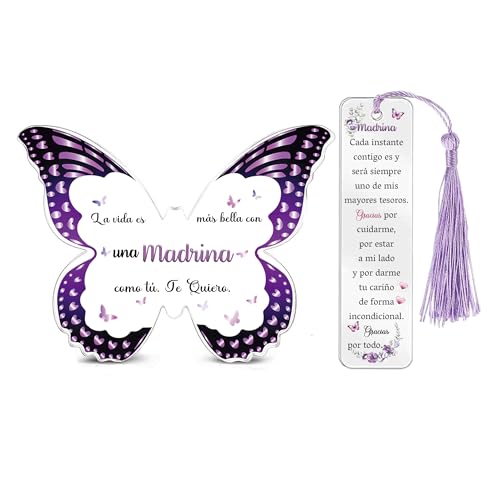 Madrina Presentes Dia das Mães Apreciar Presente para Aniversário Madrinha Presente Dia da Família Mulheres Natal Cartazes e Placas Marcador de Páginas Acrílico 2 Peças Borboleta de Ano Novo para Ela