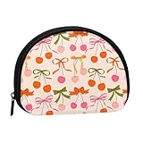 Aspect charmant et élégant : conçu avec une jolie forme de coquillage et des motifs imprimés à la mode, ce mini portefeuille de cerises et de nœuds est non seulement fonctionnel, mais aussi un accessoire charmant à porter