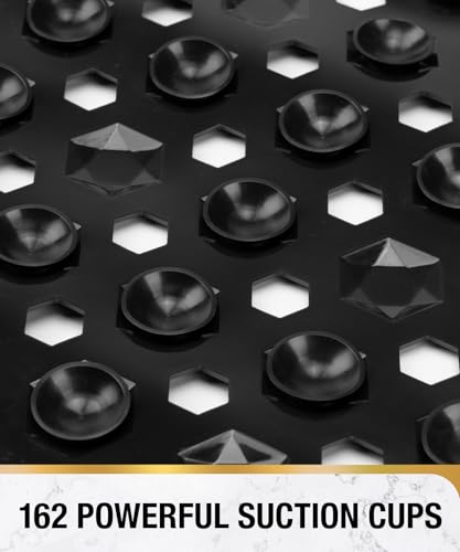 Image of HITSLAM Shower Mat Anti Slip, Square Bath Mat for Tub Non Slip with Suction Cups and Drain Holes, 21x21 Inch Bathroom Shower Stall Floor Mat, Machine Washable, Soft on Feet, Black